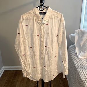 Vineyard Vines - Slim Fit Murray Shirt - XL - White Shirt with American flag